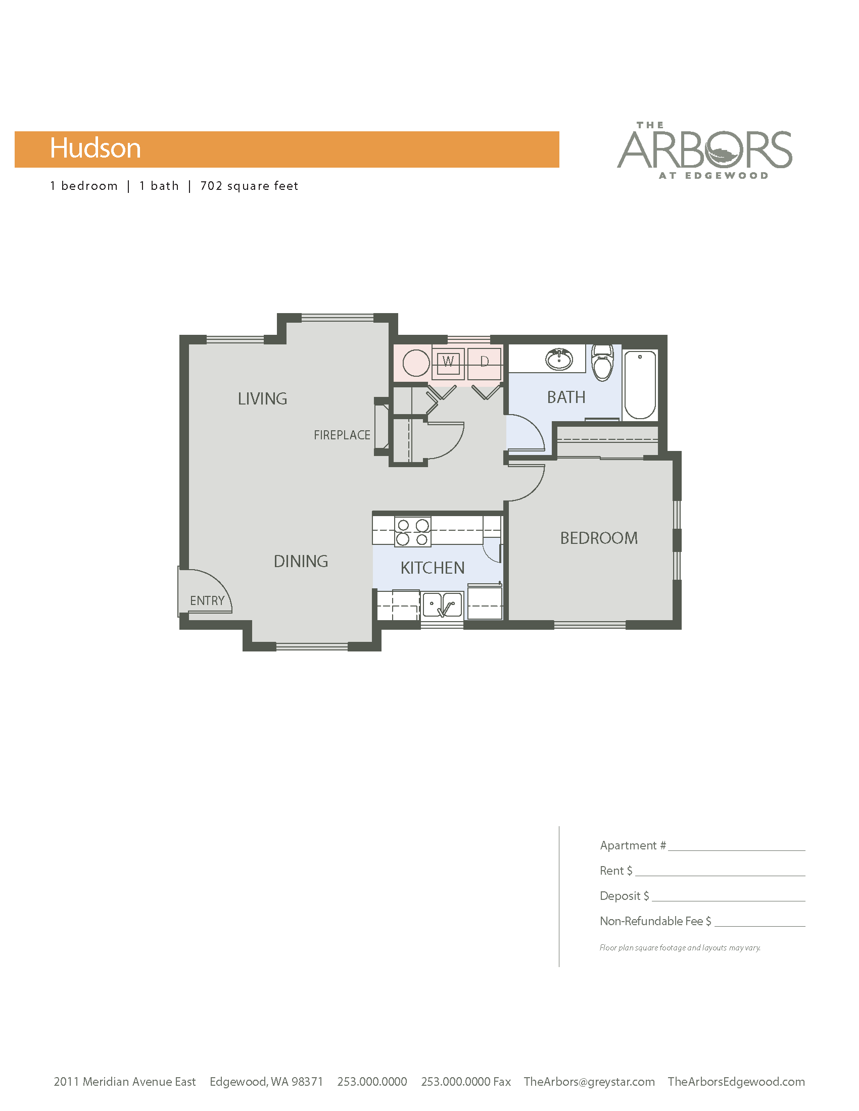 The Arbors at Edgewood Floor Plan - 1x1 Hudson The Arbors at Edgewood Floor Plan - 1x1 Hudson